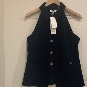 Veronica Beard Navy Vest with Gold Accents